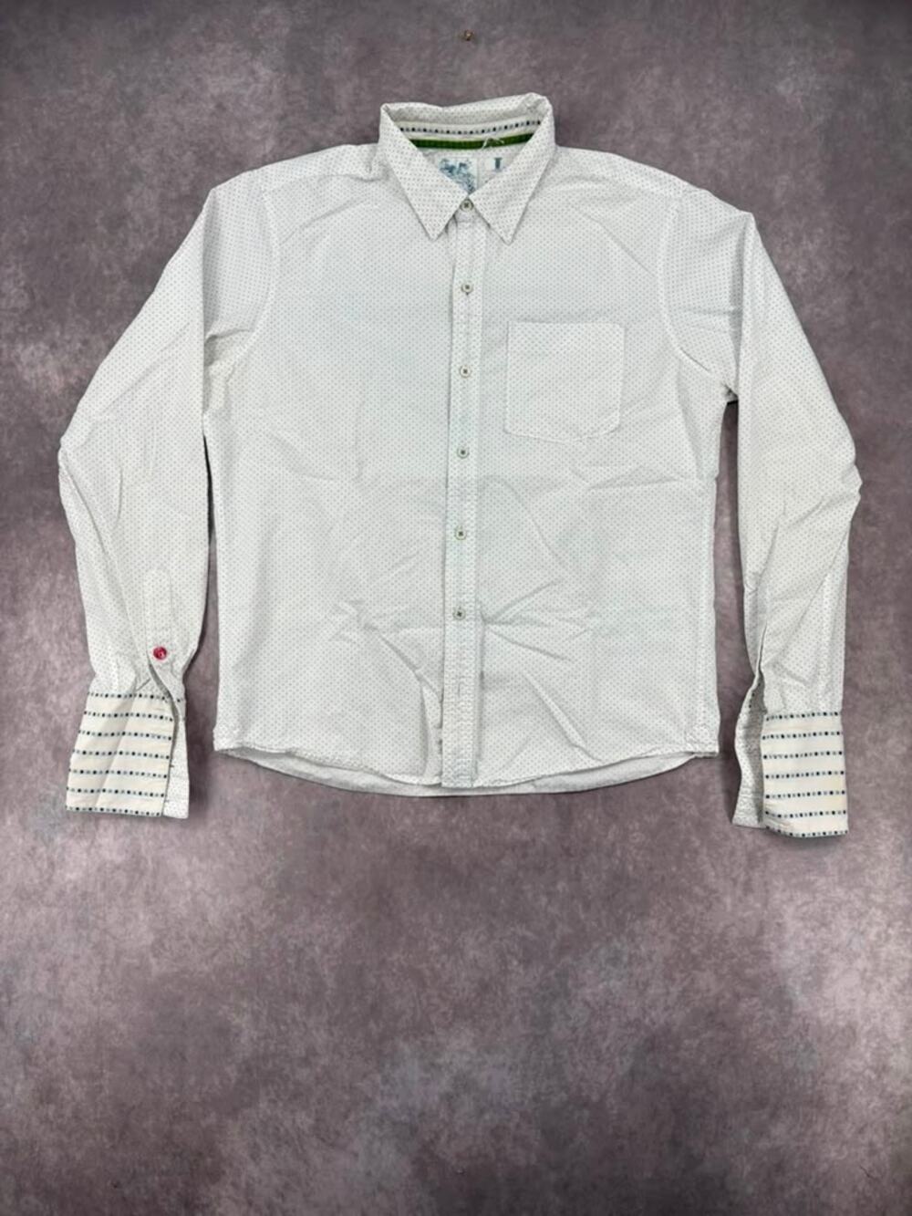 Trovata Men’s Large Micro Dot Button Up Shirt Contrast Cuffs